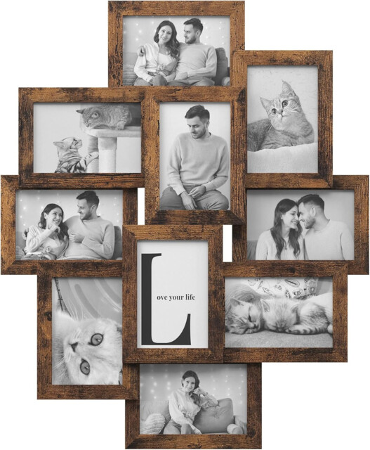 Songmics Collage Picture Frames Rustic Brown 10 Pack 4x6 Photo Wall