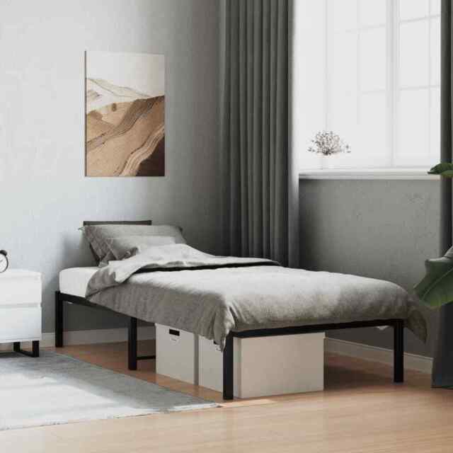 Metal Bed Frame Black 90x200 Cm Vidaxl