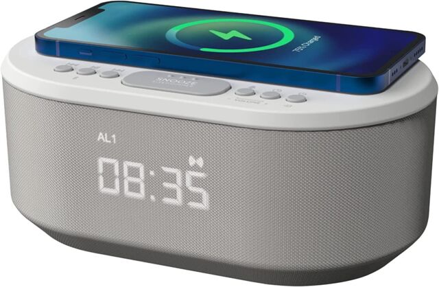 I-box Bedside Qi Wireless Charging Alarm Clock Radio With Led Display