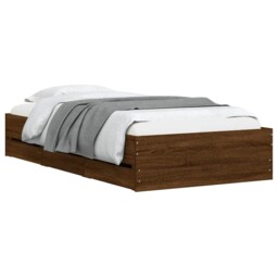 Bed Frame With Drawers Base Brown Oak 90x200 Cm Engineered Wood Vidaxl