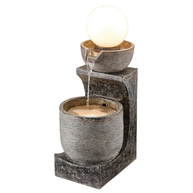 Serenity Cascading Bowl Water Feature Globe Light 78cm Garden Fountain