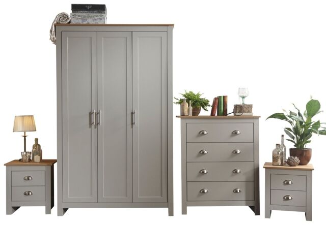 Lancaster 4 Piece Bedroom Set 3 Door Robe + 2 Bedside + 4 Drawer Chest