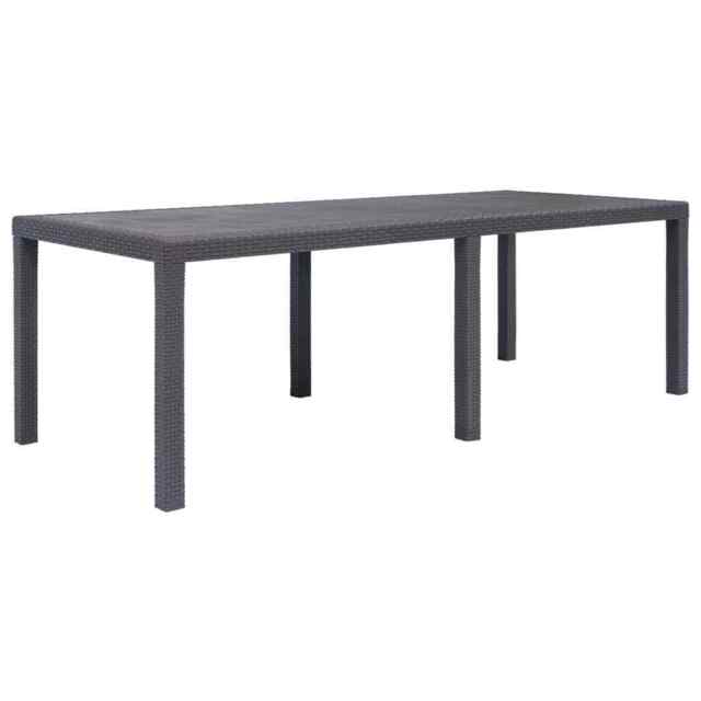 Garden Table Brown 220x90x72 Cm Plastic Rattan Look Vidaxl