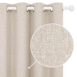 100% Blackout Curtains Thermal Insulated Faux Linen Eyelet Door