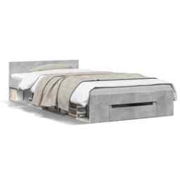 Bed Frame With Drawer Concrete Grey 90x190 Cm Single Engineered Wood