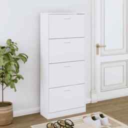 Shoe Cabinet White 63x24x147 Cm Engineered Wood Vidaxl