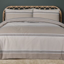 Duvet Cover Set Natural Geometric Banded Stripe Reversible Quilt