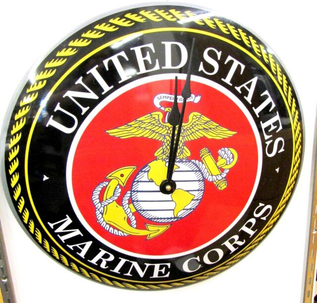"Round Dome Wall Clock ""united States Marine Corps"" -15.5"" Wide -"