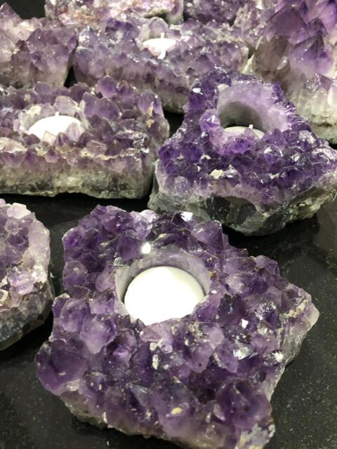 Amethyst Large Premium Cluster Druzy Candle / Tealight Holders Gift
