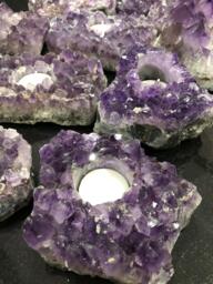 Amethyst Large Premium Cluster Druzy Candle / Tealight Holders Gift