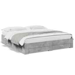 Bed Frame With Drawers Concrete Grey 180x200 Cm Super King Engineered