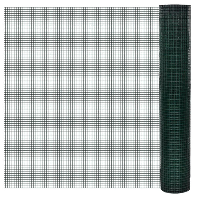 Chicken Wire Fence Green 25x1m Galvanised Steel Pvc Coated 16x16mm