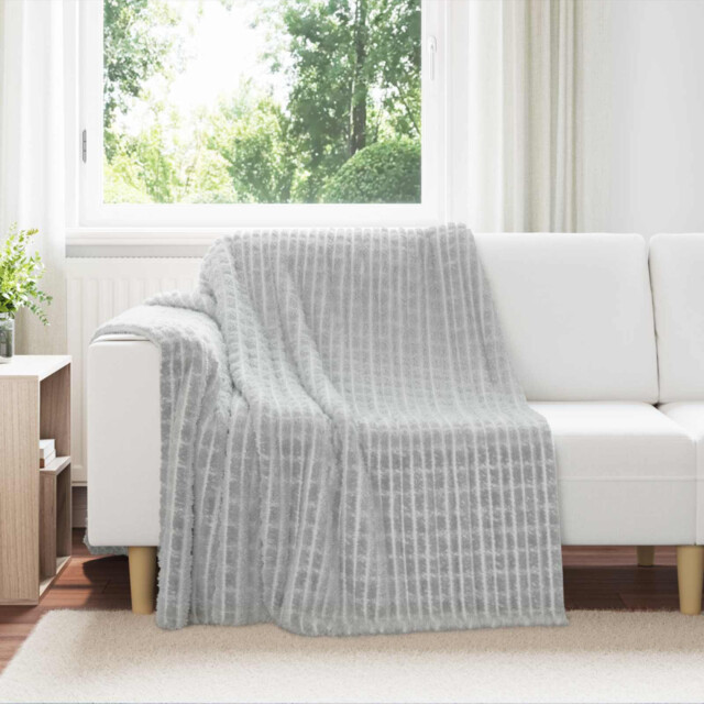 Throw Blanket Grey Fleece 150x200 Cm Lightweight Cozy Decorative Soft