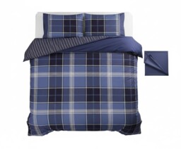 Rapport Home Argyle Tartan Check Double Duvet Cover Set - Double, Blue