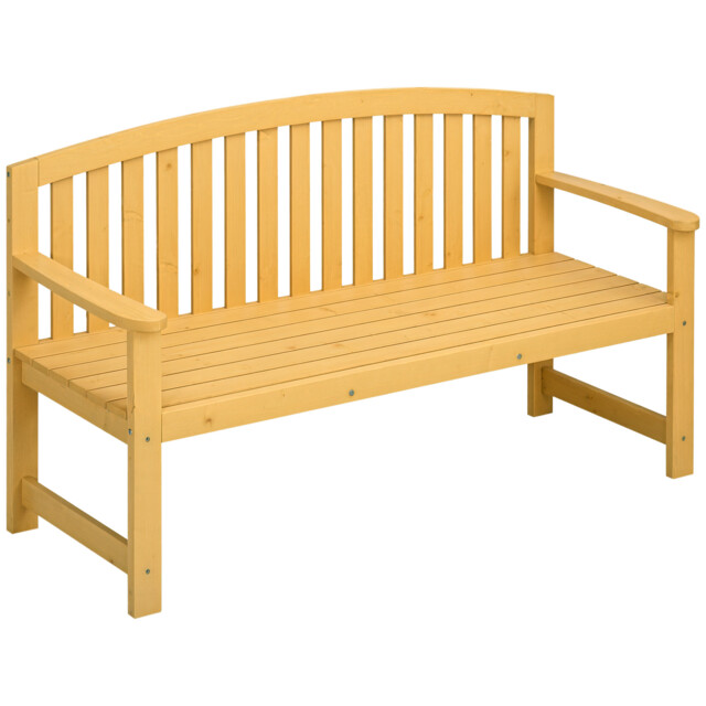 Outsunny 2 Person Garden Bench Wooden Outdoor Furniture With Armrest