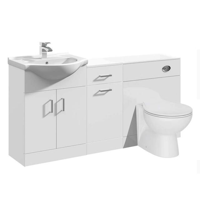 Vanity Unit Combined Sink & Toilet Bathroom Suite Furniture Wc Set
