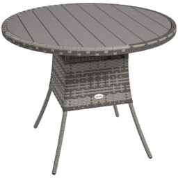 Dining Table Grey 90x90x73cm Galvanised Steel Pe Rattan Wpc Top