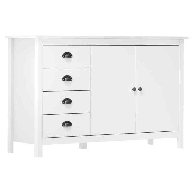Sideboard Hill White 130x40x80 Cm Solid Pine Wood Vidaxl