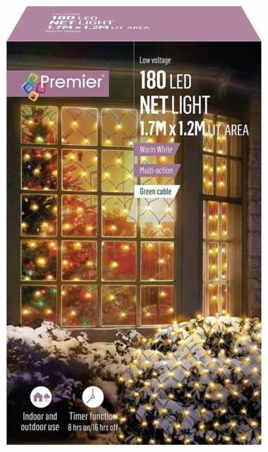 Premier 180 Led Multi-action Net Lights 1.7 X 1.2m Lit Area - Choose