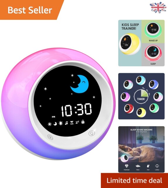 Touch Sensitive Kids Alarm Clock With Sleep Sounds - Perfect For