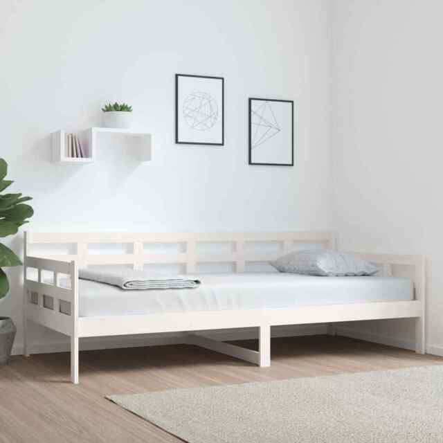 Day Bed White Solid Wood Pine 90x200 Cm Vidaxl