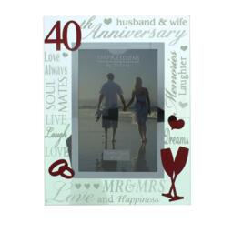 Glass 6 X 4 Photo Frame With Mirror Number & Glitter Letters - 40th