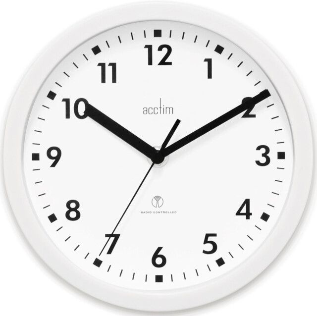 Acctim 74662 Nardo 20cm Radio Controlled White Wall Clock