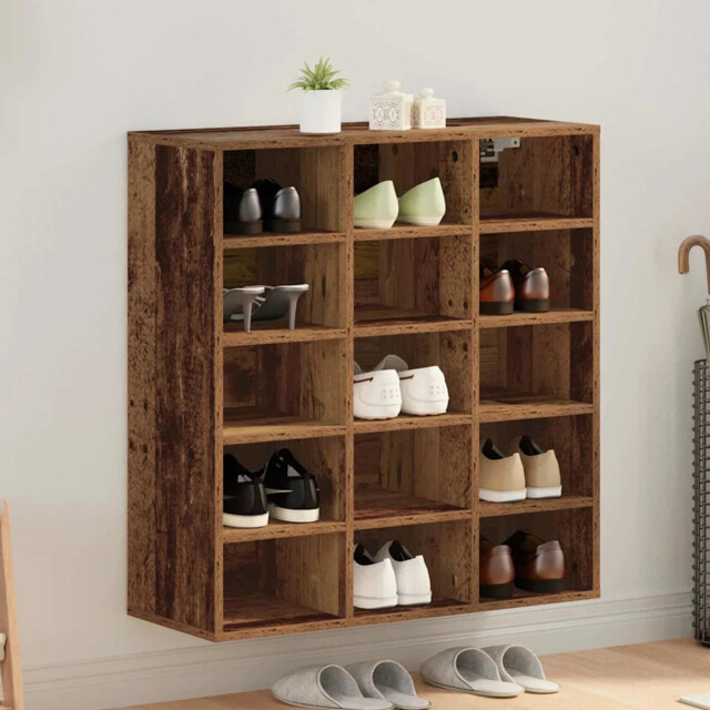 Shoe Cabinet Old Wood 77.5 X 30 X 83.5 Cm Engineered Wood Vidaxl