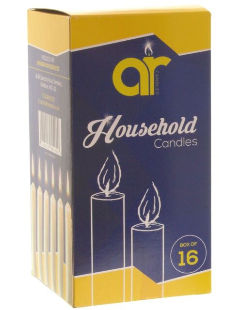 A.r. White Household Candles 13cm Pack Of 16 Shabbat Kosher Jewish
