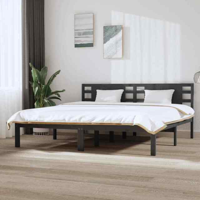 Bed Frame Grey Solid Wood Pine 200x200 Cm Vidaxl