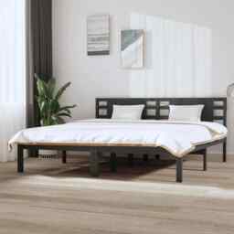 Bed Frame Grey Solid Wood Pine 200x200 Cm Vidaxl