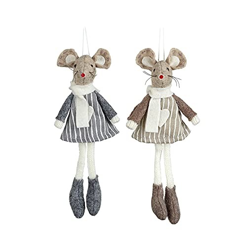 Heaven Sends Christmas Felt Mice Hanging Grey Brown Decor