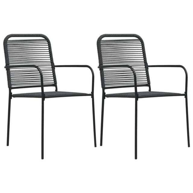 Garden Chairs 2 Pcs Cotton Rope And Steel Black Vidaxl