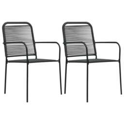 Garden Chairs 2 Pcs Cotton Rope And Steel Black Vidaxl