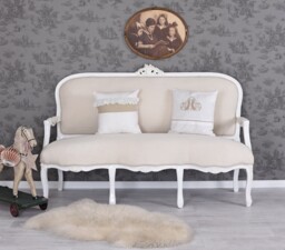 Palazzo Int Baroque Rococo Vintage White Sofa Bench Upholstered, 1