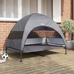 Raised Dog Bed Light Grey 127 X 81 X 108 Cm Fabric And Steel Vidaxl