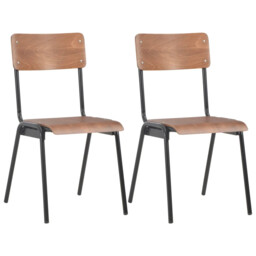 Dining Chairs 2 Pcs Brown Solid Plywood Steel Vidaxl
