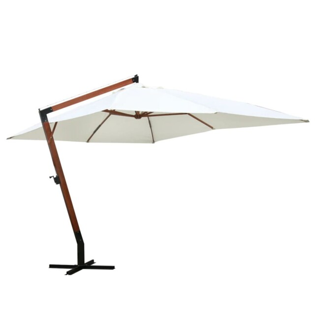 Cantilever Umbrella With Wooden Pole Garden Parasol Outdoor Umbrella