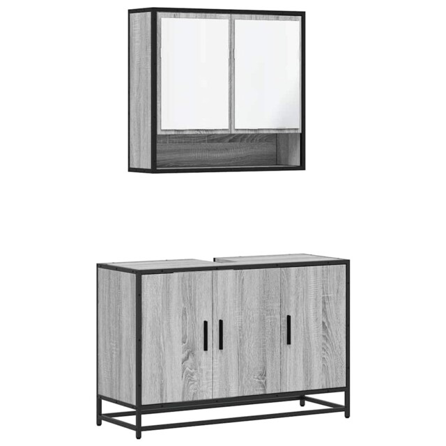 Bathroom Furniture Set Sink Cabinet Cupboard 2 Piece Engineered Wood