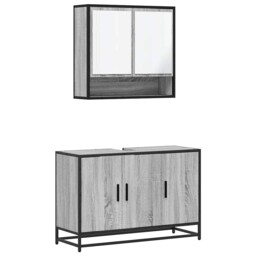 Bathroom Furniture Set Sink Cabinet Cupboard 2 Piece Engineered Wood