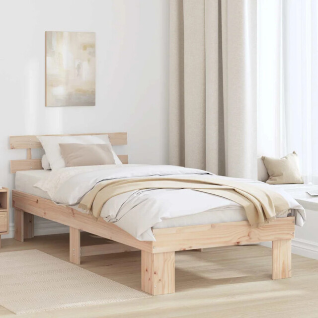 Bed Frame With Headboard Brown 75 X 190 Cm Solid Pine Wood Vidaxl