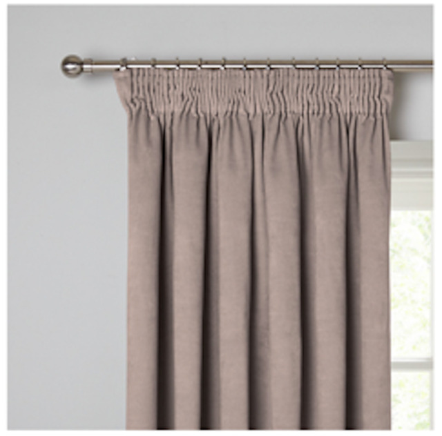 John Lewis Cotton Velvet Pencil Pleat Lined Curtains Pale Mole 228 X