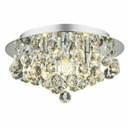 Searchlight 3 Light Flush Fitting Ceiling Light Droplets Chrome