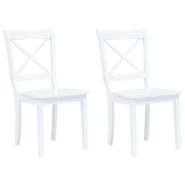 Dining Chairs 2 Pcs White Solid Rubber Wood Vidaxl