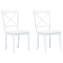 Dining Chairs 2 Pcs White Solid Rubber Wood Vidaxl