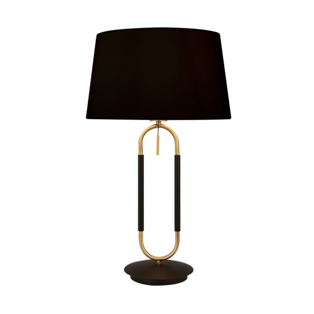 Satin Brass Black Finish Base Black Velvet Fabric Shade Bedside Table