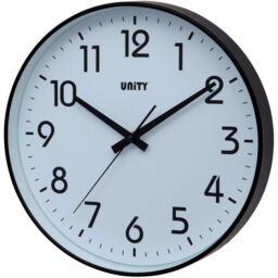 30cm Wall Clock In Black With Bold Clear Dial By Unity - In Box