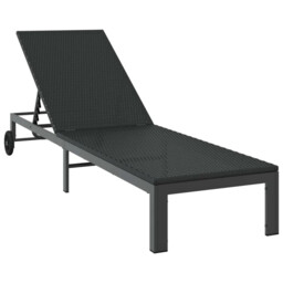Sunbed Reclining With Wheel Poly Rattan Modern Outdoor Lounger Chair