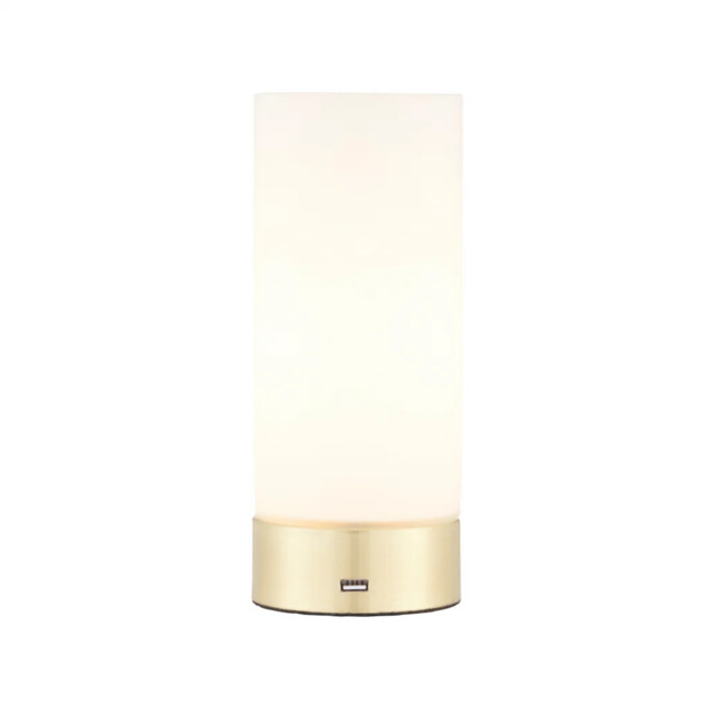 Touch Table Light Brass Dara Brushed Matt Opal Glass Usb Endon 69520