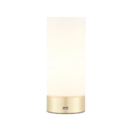 Touch Table Light Brass Dara Brushed Matt Opal Glass Usb Endon 69520